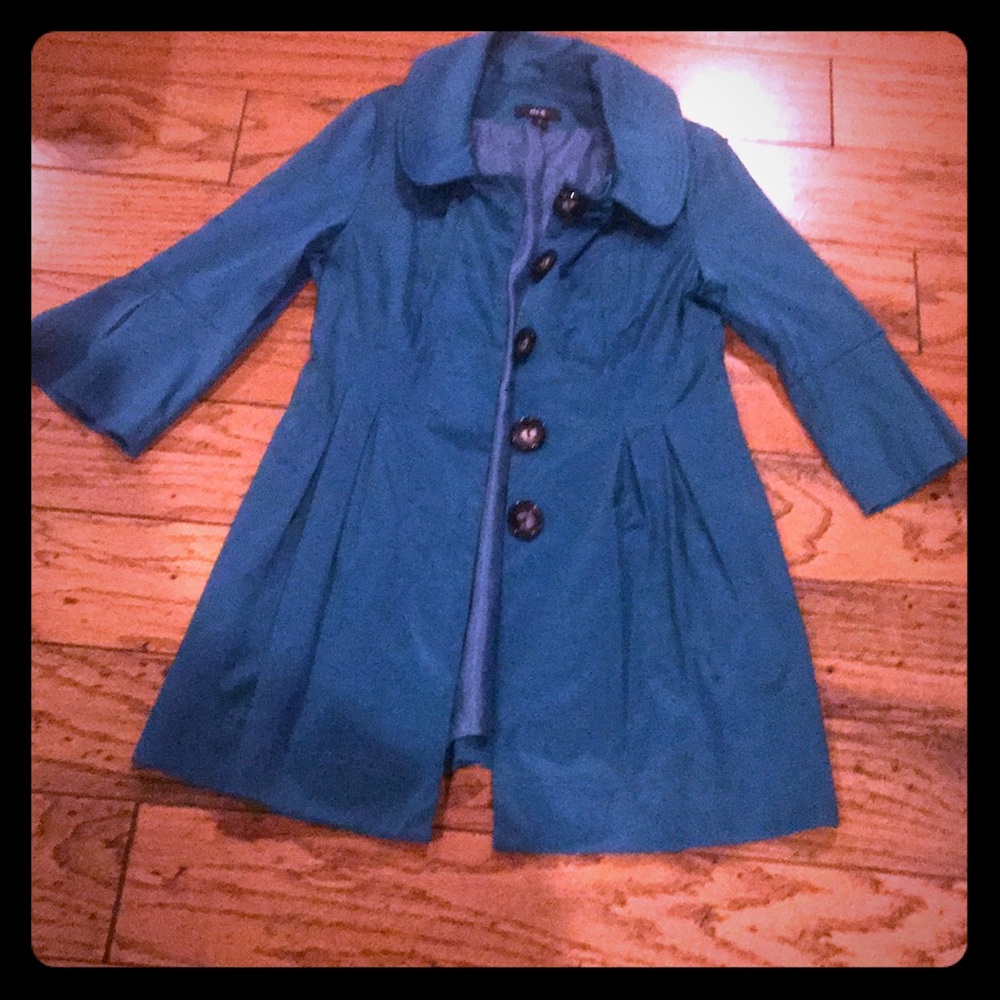 Teal quarter sleeve satin jacket
